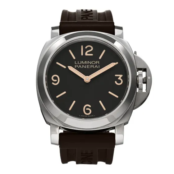 PANERAI Stainless Steel Rubber 44mm Luminor Base Manual Winding Watch Black PAM00390 0118