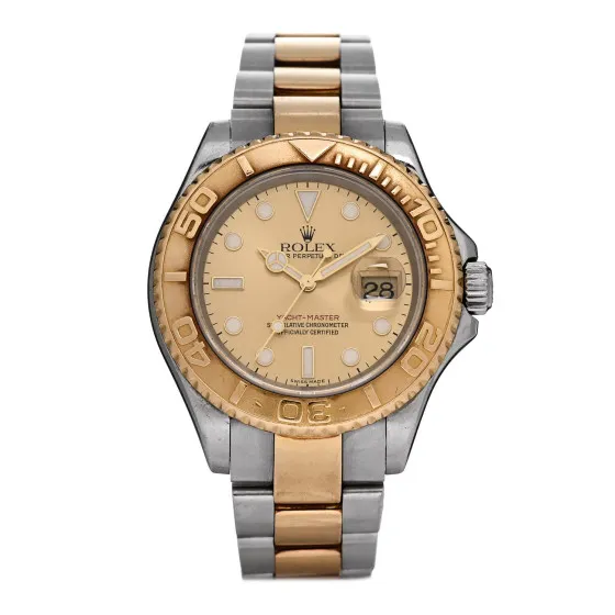 ROLEX Stainless Steel 18K Yellow Gold 40mm Oyster Perpetual Date Yacht-Master Watch Champagne 16623 0118