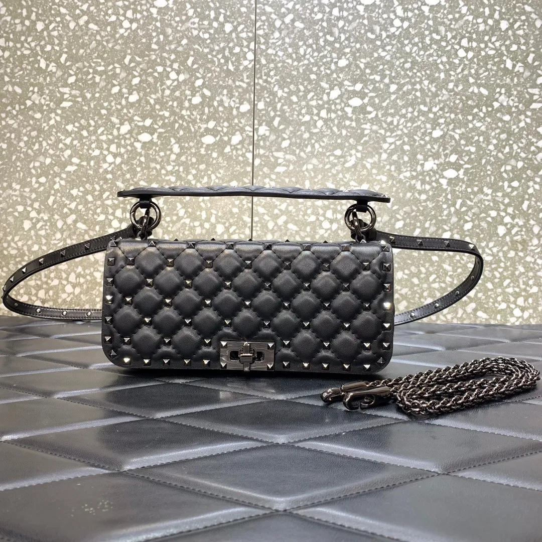 Cheap VALENTINO ROCKSTUD SPIKE SHOULDER BAG IN CRACKLE-EFFECT METALLIC 0117