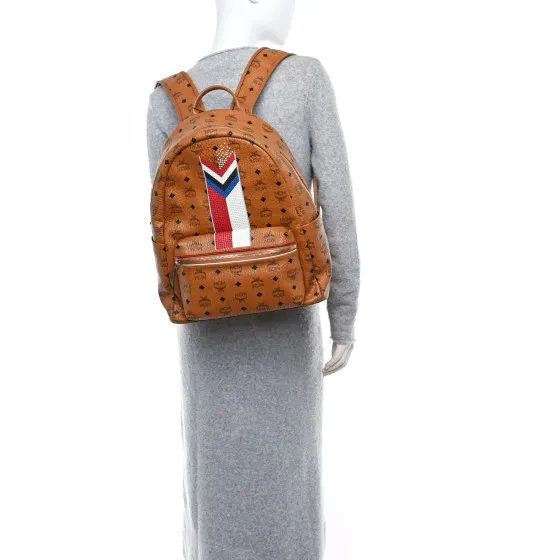 Rep MCM Visetos Chevron Stripe Medium Stark Backpack Cognac 0123